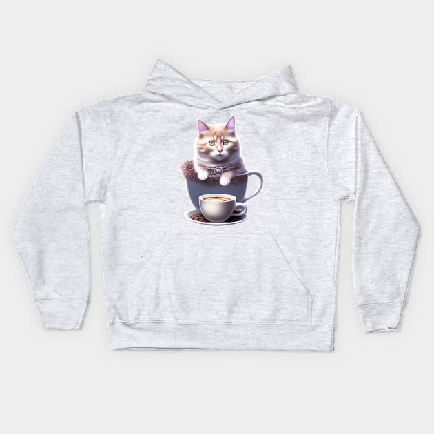 Cup of Kitty Kids Hoodie by GOEAparrel